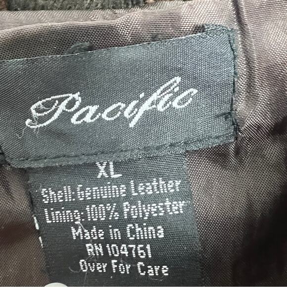 Vintage | Mens Brown Leather Bomber Jacket Suede by Pacific XL - Picture 10 of 11